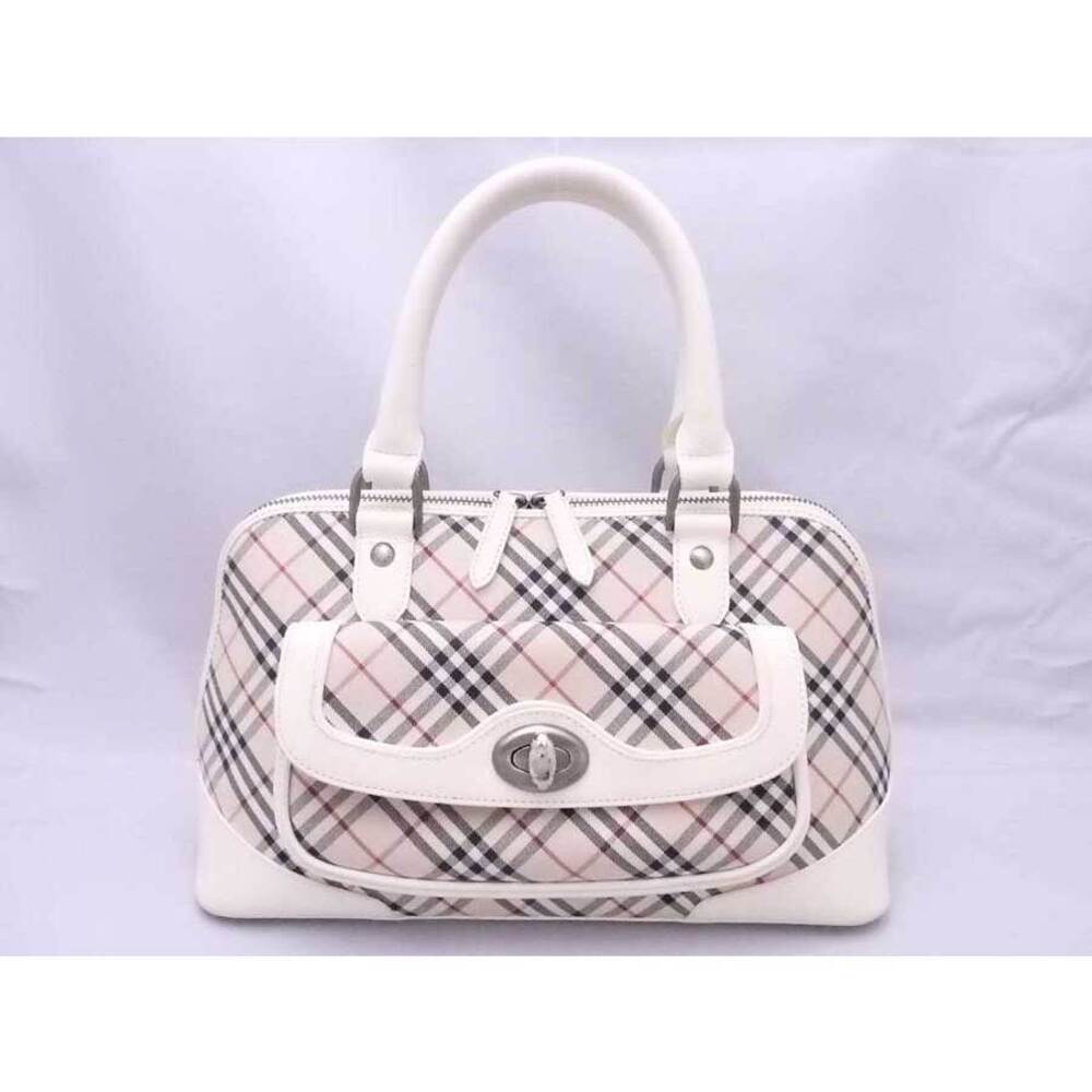 Burberry Nova Check Canvas Leather Handbag Beige Tan White - Picture 1 of 4